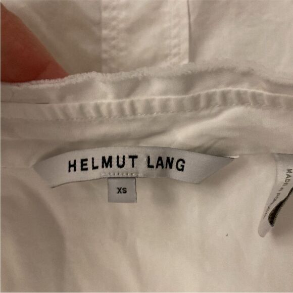 Helmut Lang Cream Asymmetrical Wrap Blouse with Mandarin Collar, XS - Picture 8 of 9